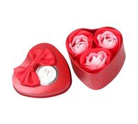 Caja de regalo de jabón de rosas, jabón de baño de perfume floral pequeño de 7,5 cm con estuche de corazón de metal, jabón de aceite esencial de flores hechas a mano para aniversario, boda, día de Sa