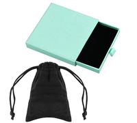 Caja de regalo de joyería azul con bolsa de franela, 9 x 9 x 1,8 cm, pequeña caja de joyería para collares, pulseras, aretes, caja organizadora de papel kraft portátil con tapa cuadrada, caja de