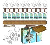 Caja de regalo de la maleta - Mini Fiesta de la maleta, Caja de dulces de regalo de fiesta 10 sets | Llavero de plano de la tierra, ornamento de regalo de caja boleto de viaje Vintage Decoración de