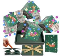 Caja de regalo de Navidad - Caja plegable de 7,28 pulgadas | Caja sorpresa de dinero de papel festivo para fiestas de vacaciones, aulas, intercambio de oficina | Suministros para planificadores de