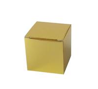 Caja de regalo de papel de Navidad cuadrada en blanco con cinta, caja de cartón de oro rosa, embalaje de jabón, galletas, dulces, decoración de recuerdo de fiesta, 50 Uds.(Color:Gold)