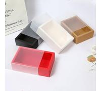 Caja de regalo de papel Kraft de varios tamaños con ventanas de PVC esmerilado, caja de dulces y galletas for fiesta de boda, suministros de cajón exquisito, 10 Uds.(Color:Khaki,Size:9X6X4CM_10PCS)