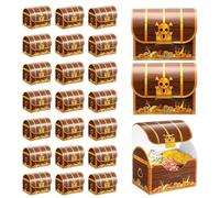 Caja de regalo de tesoro en el cofre 24 piezas con diseño de ranura Sturdy Halloween Candy Caja con decoraciones piratas de cartón estampado de calavera para dulces, galletas y favores de fiesta, caj