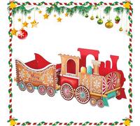 Caja de Regalo en Forma de Tren Navideño, Juguete de Cartón Festivo para Regalos y Golosinas, Decoración Navideña de Jengibre con Diseño Festivo, Adornos Hechos a Mano para la Navidad para Niños