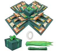 Caja de Regalo Explosión Creativa de 5 capas, Caja Sorpresa para Aperitivos Fotos, Explosiva de Regalo, Explosion Box Creativa para Cumpleaños, Aniversario, Navidad - Verde