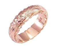 Caja de regalo genérica, anillos de oro rosa, boda, elegante, anillo de oro y flor grabado, llaveros anillos, 6, Zinc alloy, Sin piedras preciosas