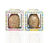 Caja de Regalo Huevos de Pascua Artesanales | Chocolate Blanco y Chocolate Caramelo | Avellanas de Giffoni | 2x300g