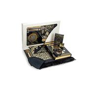 Caja de regalo islámica de lujo, juego de 7 piezas con cuentas de corán y oración Tesbih y alfombra de oración con diseño de Kaaba y palo Miswak y olor sólido y sombreros Kufi y Hacerül Esved