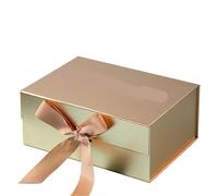 Caja de regalo magnética plegable con cinta para zapatos, ropa, festival, fiesta, boda, conmemoración, venta al por mayor(Gold)