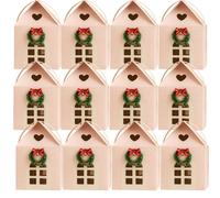 Caja de regalo navideña con forma de cabaña, caja grande con asa for vacaciones, bolsa de papel con forma de casa for regalo de agente inmobiliario, regalos de fiesta(White,12-PCS)