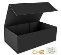 Caja de regalo negra RYDDOY de 12 x 6 x 4 pulgadas, cajas de regalo para regalos con tapas, cierre magn tico, rectangular, plegable, para padrino