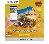Caja de Regalo para 2 Personas con Pasaporte y Pulsera de Líder Sevilla Encantos y Show Flamenco en Tablao La Cantaora Paseo Cultural Gamificado