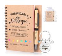 Caja de regalo para colega, regalo de despedida para un colega que cambia de trabajo, incluye un cuaderno y un llavero, el mejor regalo de colega, gracias por salir, Color de cuero de vaca, Talla