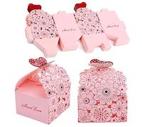 Caja de Regalo para Fiestas, 50 Piezas Cajas Mariposas Rosa, Cajas de Dulces para Boda, Cajas de Papel para Caramelos, para Bodas, Navidad, Cumpleaños, Vacaciones, Graduación, Bautizo, 7*6.5*8.5 cm