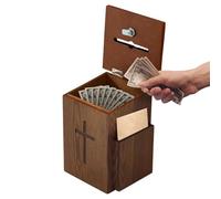 Caja de regalo para iglesia - Wooden Wall Mounted, Lockable Tithe Box