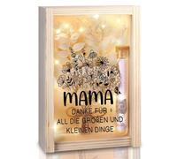 Caja de regalo para mamá, caja de regalo de madera, regalo de agradecimiento mamá, incluye flores secas, caja de madera, tubo de ensayo, cadenas de luces, regalo del día de la madre, regalo de
