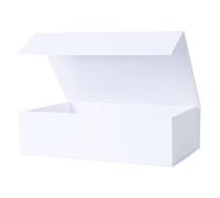 Caja de regalo plegable blanca mediana con tapas de cierre magnético, 10.5 x 7.0 x 3 pulgadas, cajas de propuestas para dama de honor, caja de regalo rectangular para almacenamiento de cumpleaños de graduación (paquete de 1)
