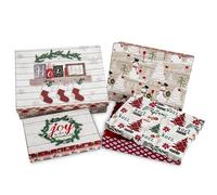 Caja de regalo rectangular de Navidad con tapa, caja de regalo de Navidad con lazo, juego de 4