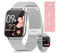 【Caja de Regalo】Reloj Inteligente Mujer, 1.83" HD Smartwatch con Llamadas/Función Femenina/Pulsómetro/SpO2/Monitor de Sueño Calorías 113+ Modos Deportivos Podómetro WhatsApp IP68 Android iOS Plata