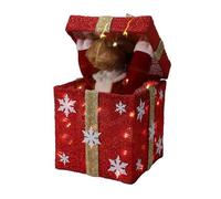 Caja de Regalo Roja Decorativa Navideña con Música y 50 Leds cálidas 25x25x50cm