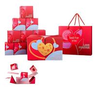 Caja de regalo romántica sorpresa de rebote de doble apertura, caja de explosión de amor, diseño de corazón rojo para el día de San Valentín, aniversario, propuesta, boda, dinero en efectivo, fotos
