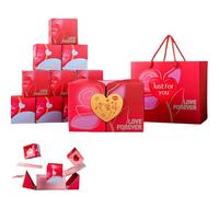 Caja de regalo romántica sorpresa de rebote de doble apertura, caja de explosión de amor, diseño de corazón rojo para el día de San Valentín, aniversario, propuesta, boda, dinero en efectivo, fotos