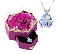 Caja de Regalo Rosa Eterna, Regalos Originales para Mujer, Stabilizzata Regalo con Collana Cuore per Festa Della Anniversario Compleanno (Morado)