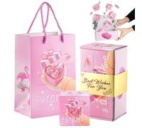 Caja de regalo sorpresa, caja de regalo de explosión rosa con 10 cajas pequeñas que rebotan, caja de sobre roja plegable creativa para Año Nuevo, Día de San Valentín, regalo sorpresa de cumpleaños