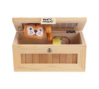 Caja de regalo sorpresa cajas de regalo de madera con peluche de tigre y luz colorida, hombre mujer bromas cumpleaños para aniversario, principios de abril, familia y amigos