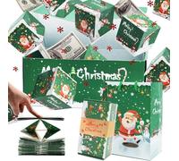 Caja de regalo sorpresa de Navidad, explosión, caja de regalo de explosión de dinero sorpresa, caja de regalo de explosión emergente, caja de regalo plegable de explosiones de Navidad (verde A, caja