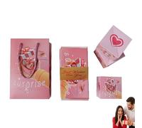 Caja de regalo sorpresa explosiva, caja rosa creativa en forma de corazón para el día de San Valentín, cumpleaños y ocasiones especiales, con sobres voladores para un regalo romántico sorpresa (rosa)