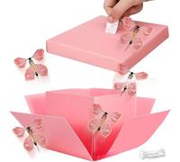 Caja De Regalo Sorpresa Explosiva, Kit De Caja De Regalo Explosiva Con Mariposas, Cajas De Regalo Creativas Desplegables Para El DíA De San ValentíN, CumpleañOs, Aniversarios (E, 5.90×5.82in)
