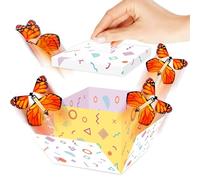 Caja De Regalo Sorpresa Explosiva, Kit De Caja De Regalo Explosiva Con Mariposas, Cajas De Regalo Creativas Desplegables Para El DíA De San ValentíN, CumpleañOs, Aniversarios (B, 4.92×4.92in)
