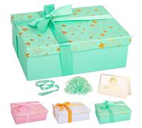 Caja de regalo verde menta estrella con tapa 25x18x9cm Cajas de regalo de lujo medianas/grandes para regalos, caja de regalo vacía de cartón para cumpleaños, Navidad, San Valentín, caja de regalo para