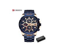 (caja de reloj azul) Reloj deportivo de acero inoxidable de marca de lujo Curren, relojes de pulsera