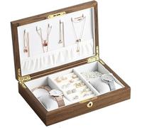 Caja de reloj, caja almacenamiento grande madera for joyería, collar, anillo, pendiente, organizador for