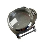 Caja de reloj de acero inoxidable de 44 mm con asa para la mayoría de marcas de reparación de movimiento, accesorios de mantenimiento, caja de reloj para relojes mecánicos, Arena clara
