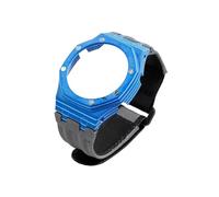 Caja de reloj de fibra de carbono+Correa de nailon Compatible con Casio GA2100 GM2100 GA-2100 GA-2110 GA-B2100 GBM2100(D Blue Gray,For GA-2100/2110/B2100)