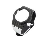 Caja de reloj de fibra de carbono+Correa de nailon Compatible con Casio GA2100 GM2100 GA-2100 GA-2110 GA-B2100 GBM2100(C Black gold White,For GA-2100/2110/B2100)