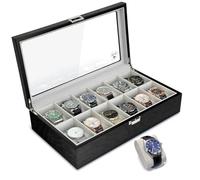 Caja de reloj de madera, caja de reloj para hombre, caja de almacenamiento de relojes, caja de joyería de colección, organizador de soporte de reloj para hombres, soporte de reloj con tapa de cristal,