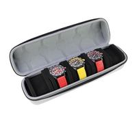 Caja de reloj de múltiples ranuras Kai Tian EVA para hombres, elegante caja de reloj con cerradura de combinación mecánica y soporte para Airtag para la privacidad (nylon plateado con 5 ranuras)