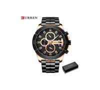 (Caja de reloj negra) Reloj deportivo de acero inoxidable de marca de lujo Curren, cronógrafo para hombre,