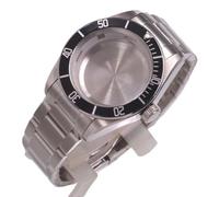 Caja de Reloj Plateada de 41 mm con Cristal y Pulsera de Acero. Compatible con NH34, NH35, NH36, Pt5000, ETA 2824, 2836, Miyota 8205, 8215 y DG2813.(C,Seiko NH34 NH35 NH36)