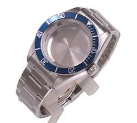 Caja de Reloj Plateada de 41 mm con Cristal y Pulsera de Acero. Compatible con NH34, NH35, NH36, Pt5000, ETA 2824, 2836, Miyota 8205, 8215 y DG2813.(B,Seiko NH34 NH35 NH36)