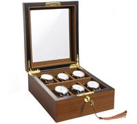 Uten Caja de Reloje, Cajas para Relojes de Hombre con 6 Compartimentos Grandes Almohada Extraíble, Cerradura de Metal, Madera Caja de Almacenamiento de Exhibición de Joyería de Reloj, Idea de Regalo