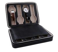 Caja de Relojes, Caja de Reloj, 8 Ranura Caja de Organizador de Relojes Portátil, Estuche de Reloj con Cremallera Bolsa de Cuero Sintético para Viaje
