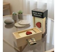 Caja de rompecabezas Enigma Heart Secret - Dinero y tarjeta de regalo en un bloqueo de truco mágico de madera con compartimento oculto, juego de hucha cerebral
