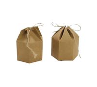 Caja de ropa regalo Hexagonal Papel Kraft con cuerda, recuerdo boda bosque, embalaje dulces, suministros fiesta cumpleaños, 10/50 Uds para San Valentín(Color1,10pc)
