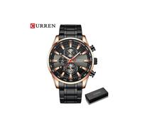 (Caja de rosa negra) Relojes Curren para hombre, relojes de pulsera deportivos de lujo con cronógrafo