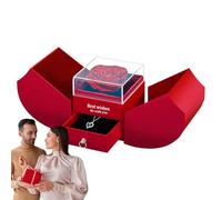Caja de rosas eternas, collares de corazón para mujeres, Flower Rose de flores preservada con collar de corazón, Joyas de San Valentín para novia, mujer, madre, esposa en el día de San Valentín, Día d